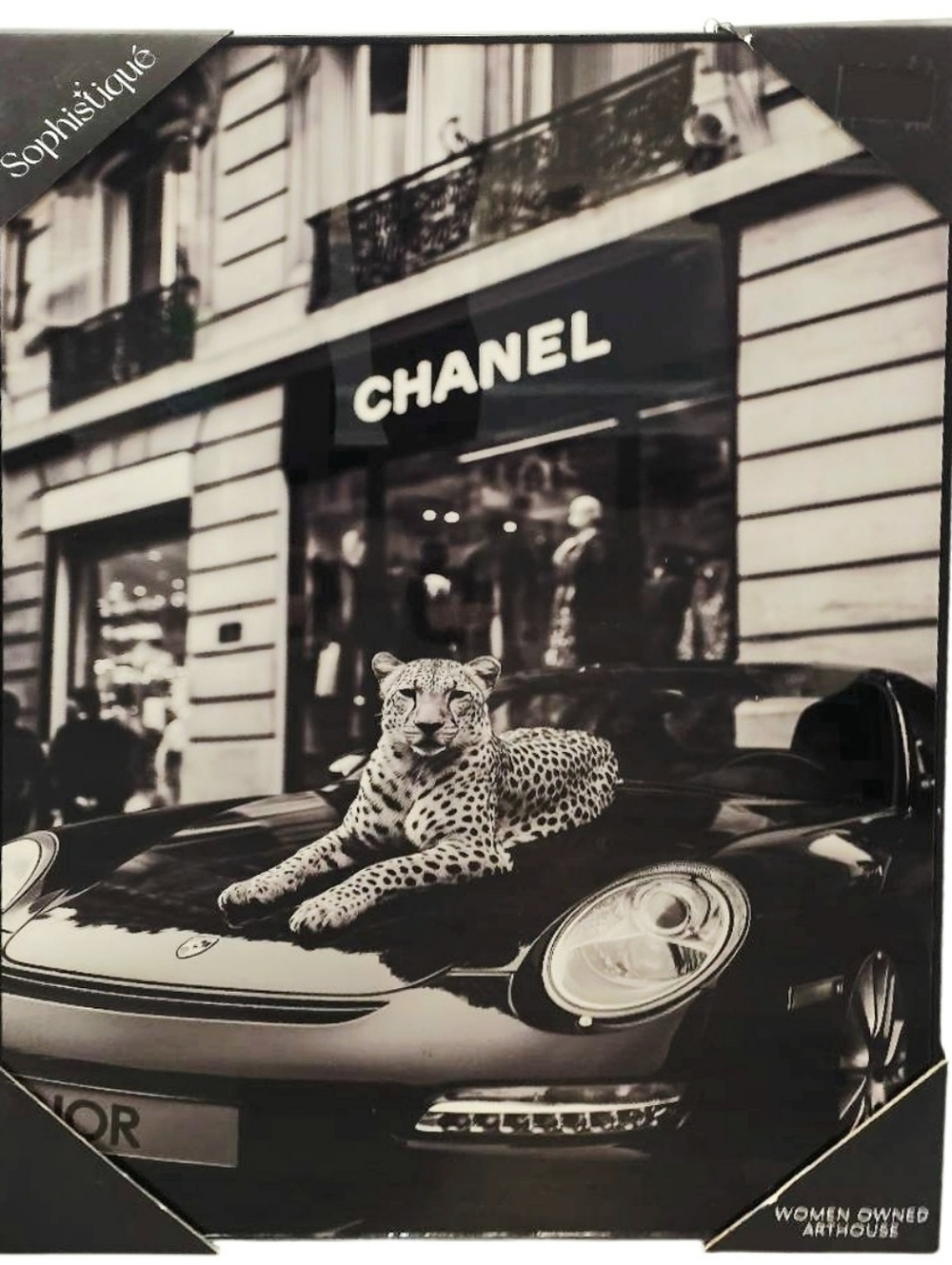Sophistique Black & White Chanel Storefront Luxury Car Leopord Framed Wall Decor - Picture 2 of 6